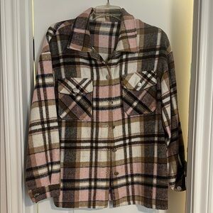 Plaid Button-Up Shirt Jacket
